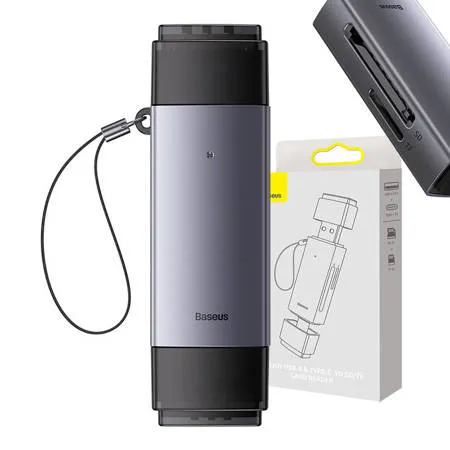 SD/TF Memory Card Reader, USB + USB-C (grigio) - immagine 4