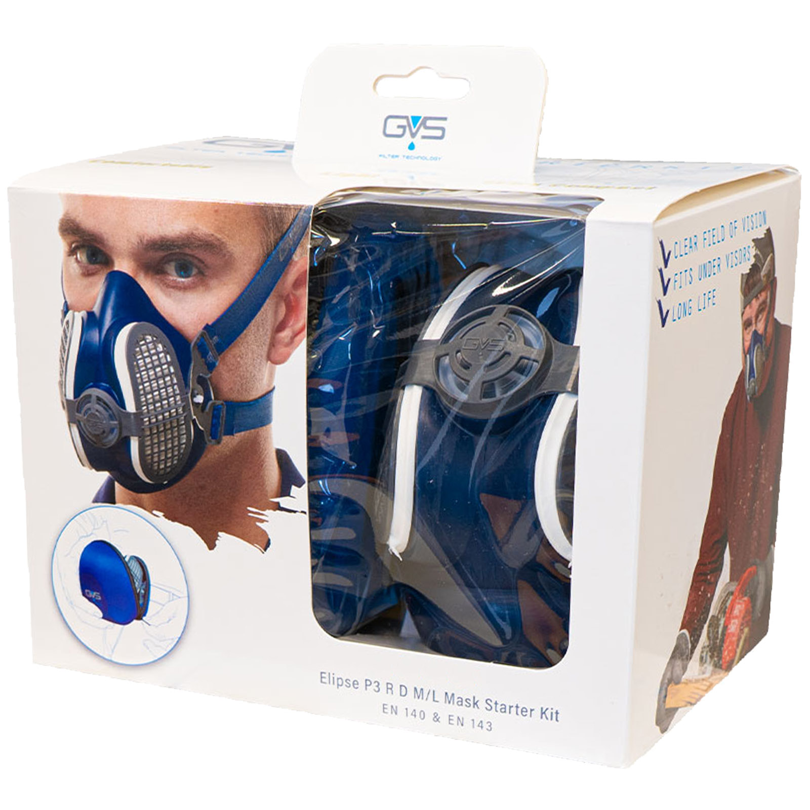 Maschera Semi-Facciale Respiratore Semimaschera GVS con Filtri P3 R D per Polveri Fumi Virus modello ELIPSE® P3 R - immagine 2