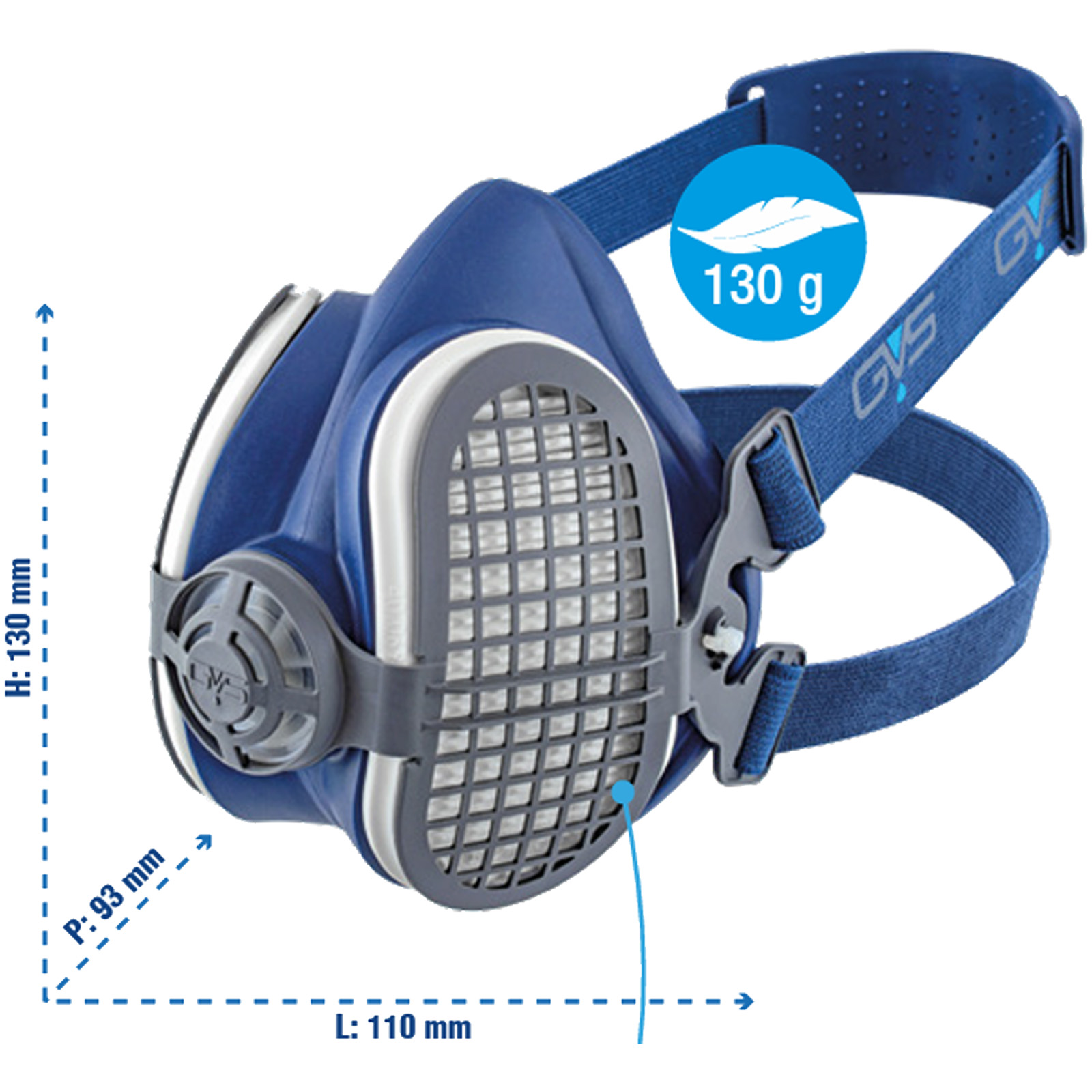 Maschera Semi-Facciale Respiratore Semimaschera GVS con Filtri P3 R D per Polveri Fumi Virus modello ELIPSE® P3 R - immagine 5