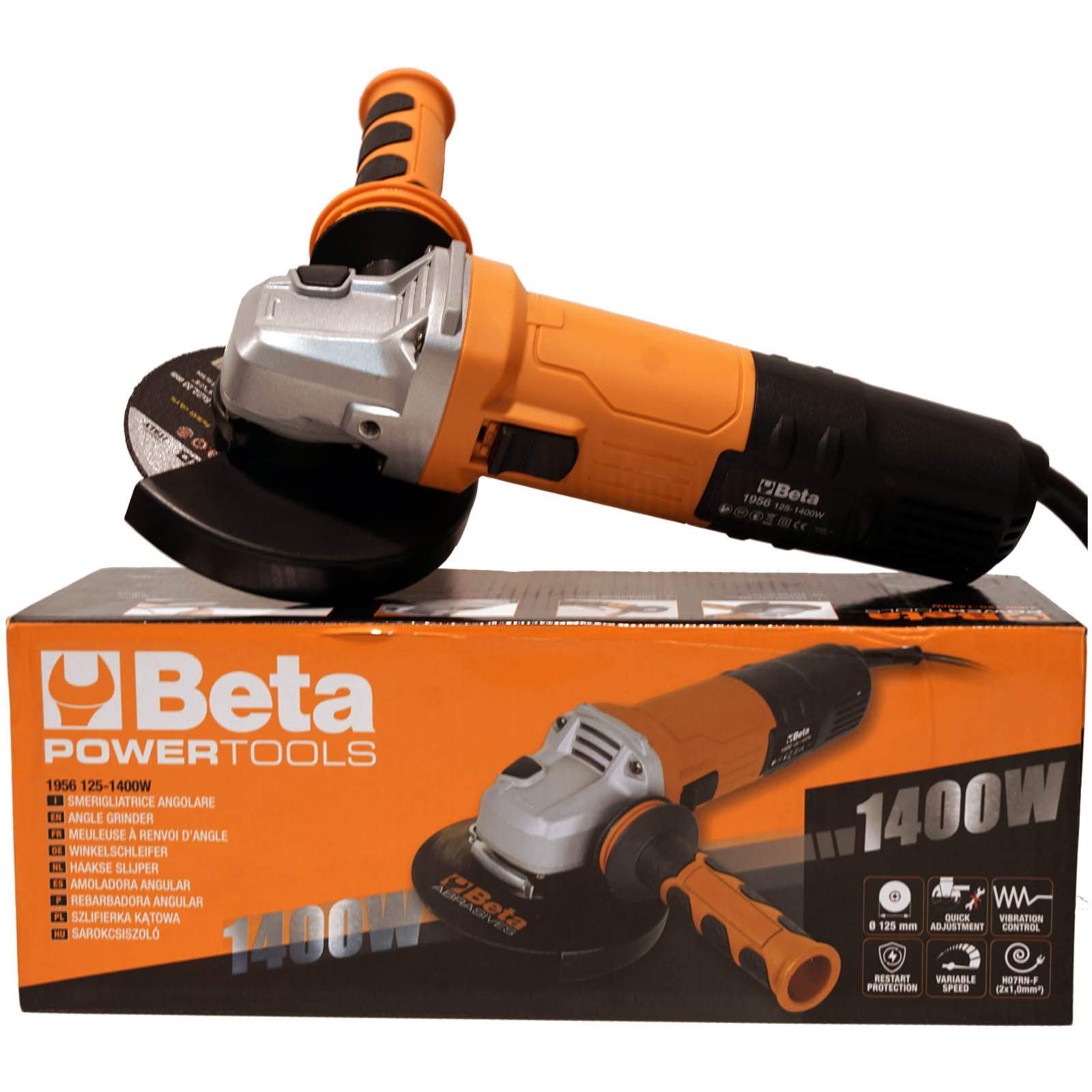Smerigliatrice Angolare 125mm BETA TOOLS Potenza 1400 Watt Anti-riavvio Flex Piccolo Frullino 1956-125 - immagine 6